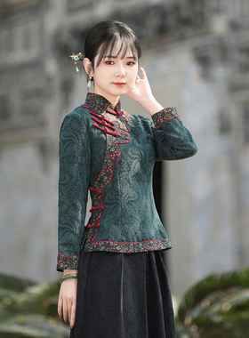 筠雅春季新款唐装女中国风改良上衣收腰显瘦百搭新中式女装24J138