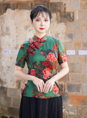 筠雅夏季新款中国风唐装小上衣修身显瘦气质减龄新中式女装25J139