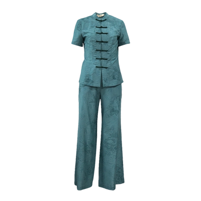 筠雅夏季新款修身显瘦中国风套装女复古温婉减龄气质两件套24J248