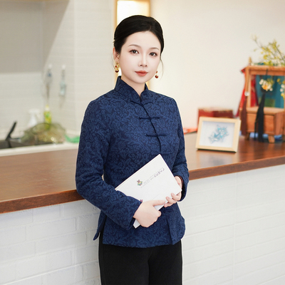筠雅冬季新款唐装女中国风旗袍夹棉加厚保暖新中式盘扣棉衣24J459