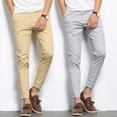 修身 小脚夏季 港风夏天9分裤 子男韩版 韩版 潮流九分裤 休闲裤 裤 薄款