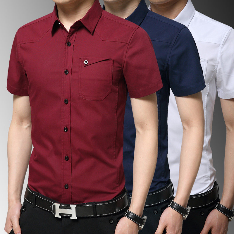 新疆长绒棉 衬衫男短袖夏季休闲商务韩版修身常规牛津纺纯棉衬衣