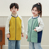 儿童罩衣长袖 书法宝宝拉链防脏可外穿男女幼儿园画画美术吃饭罩衫