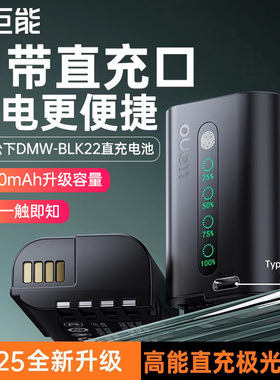 绿巨能DMW-BLK22数码相机电池直充极光电池适用松下DC-S5 S5K GH6 GH5M2单反LUMIX S5配件Panasonic直充座充