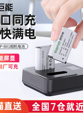 绿巨能NP-BX1相机电池充电器适用于索尼RX100 HX50 WX350 M2 M3 M4 M5 RX1R CX240E HX90黑卡三双座充USB