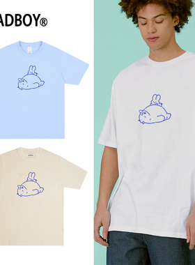 sadboy 童话镇联名污龙兔子印花线条可爱日系百搭宽松男女短袖T恤