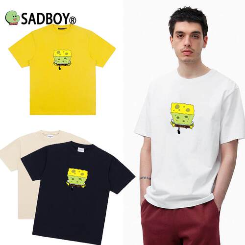 【新品】SADBOY官网 海绵宝宝联名印花纯棉圆领短袖男女原创T恤