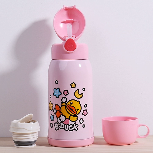 Детский термос со стаканом, стальной ремешок из нержавеющей стали, детская трубочка для детского сада, чайник для школьников, защита при падении