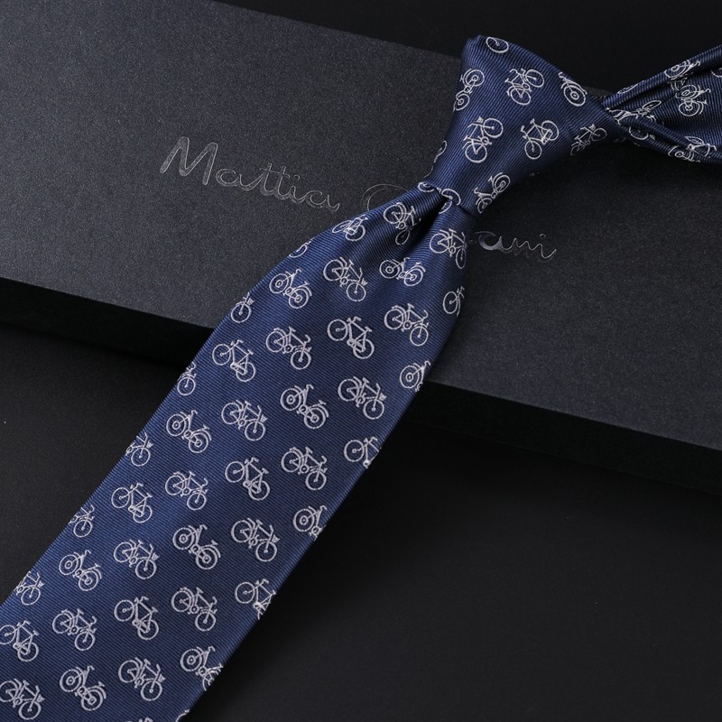 尖货真丝提花领带7CM男士正装韩版个性时髦休闲桑蚕丝刺绣自行车