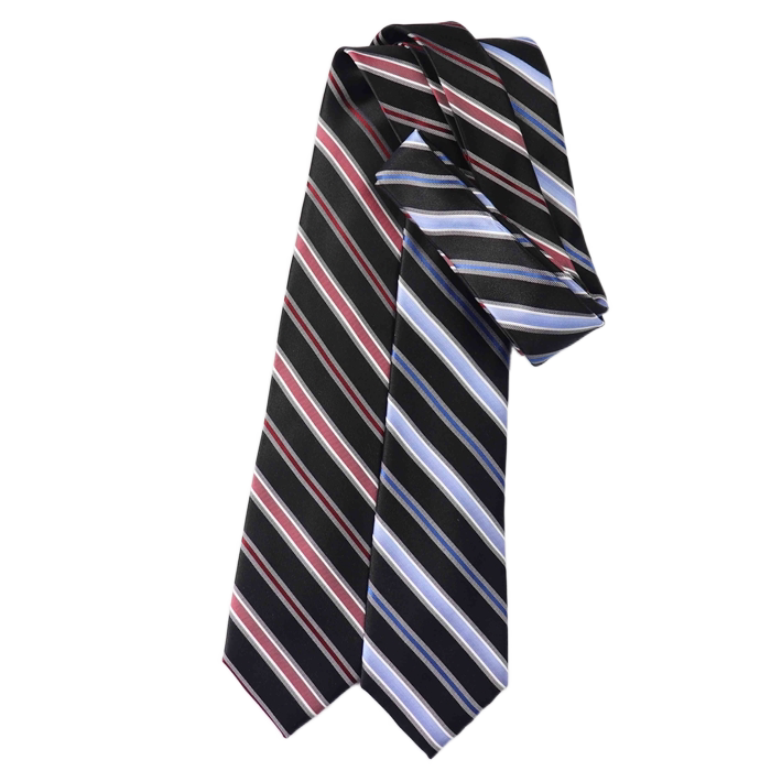 外贸出口真丝提花男士商务正装8cm桑蚕丝领带黑蓝黑红条纹加长款