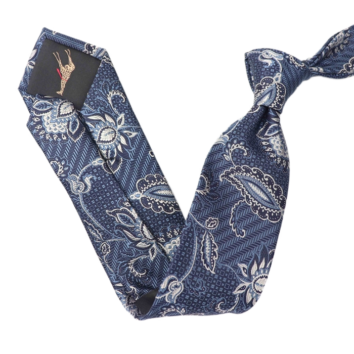 高档真丝提花男士商务正装7cm蚕丝领带刺绣灰蓝灰紫花纹礼盒装