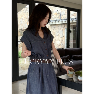 LUCKYYY 高品定制莱赛尔亚麻舒适透气夏季配腰带连衣裙B1868