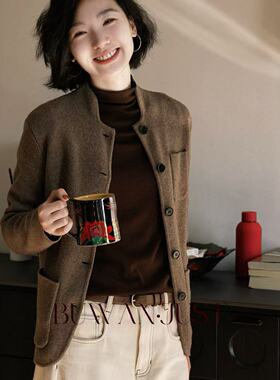 BUWANJUST【埃斯特庄园】高定绵羊毛亲肤老钱感立领外套 B2188