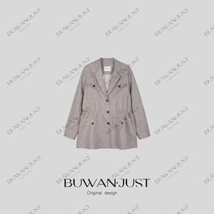 风衣外套BW036 BUWANJUST高定老钱亚麻翻领双口袋抽绳收腰设计款