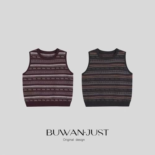 BUWANJUST高品定制满分绵羊毛费尔岛复古百搭叠穿羊毛背心B2399
