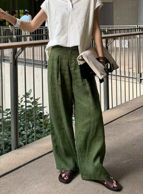 BUWANJUST 【腰带麻裤】高品满分亚麻配腰带气质感直筒裤 B1710