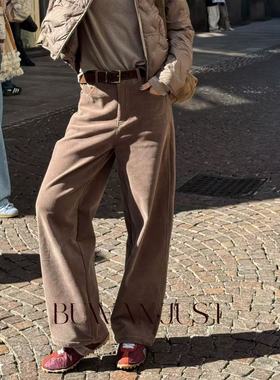 不晚BUWANJUST【复古主义】高品结构感廓形灯芯绒裤B1010