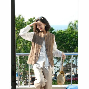 BUWANJUST高品定制满分亚麻设计感双面可穿气质百搭马甲B2578