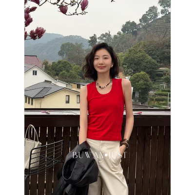 BUWANJUST高品定制细坑条U型领百搭舒适实穿背心B2702