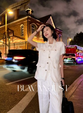 不晚BUWANJUST【老钱精英风】满分亚麻四口袋老钱风工装马甲B1601