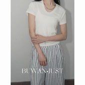 BUWANJUST 2025面膜T 软糯亲肤鹅蛋领莱赛尔醋纤小羊羊T恤B1599