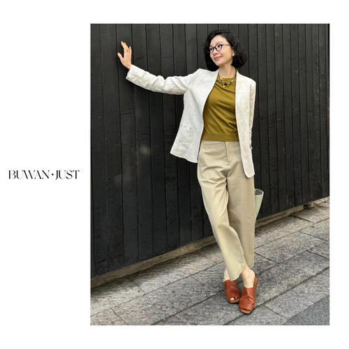 不晚BUWANJUST 【秀场款】高品满分亚麻小廓形舒适透气西装B1306