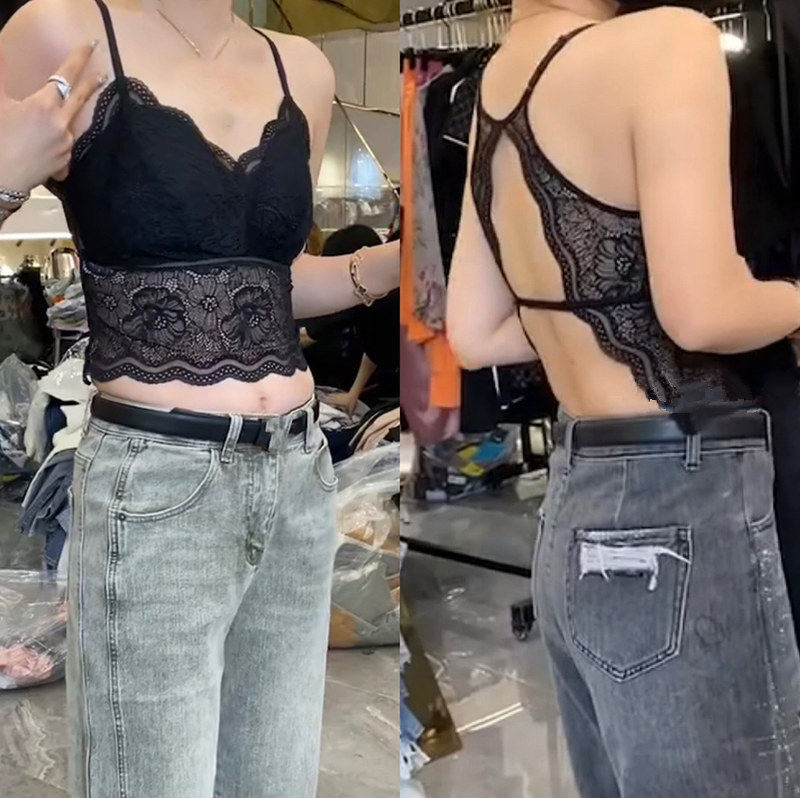 3胶囊美背吊带背心蕾丝抹胸内衣女文胸一体裹胸打底衫内搭网红爆款