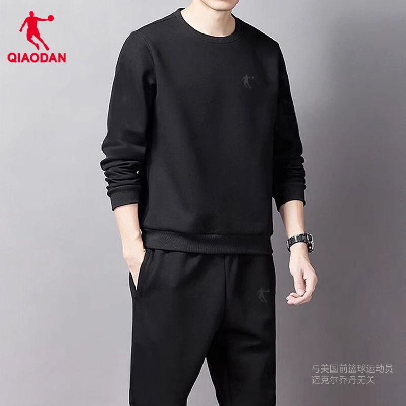 中国乔丹运动套装男2026春秋冬圆领卫衣束脚卫裤跑步打底衫两件套