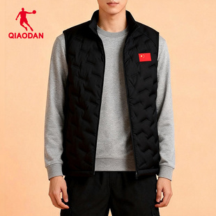 乔丹羽绒马甲男士薄款叠穿背心拉链跑步健身立领外套休闲保暖马夹