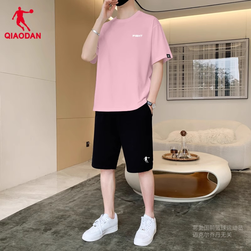 乔丹运动套装男夏款跑步短袖短裤透气运动服fight休闲夏装两件套