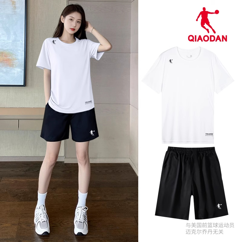 乔丹运动套装女夏薄款2025新款宽松跑步速干健身短裤休闲两件套女