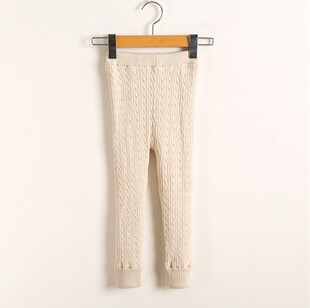 快活龙儿童加绒加厚毛线裤男童8岁麻花纹螺纹裤脚811款女童保暖裤