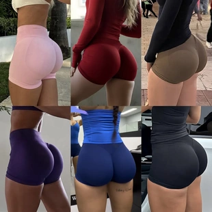 蜜桃臀王dyf无缝健身瑜伽短裤女三分裤高腰提臀紧身速干运动跑步
