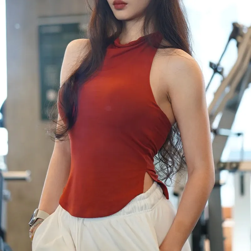 性感挂脖荡领堆堆领美背运动背心
