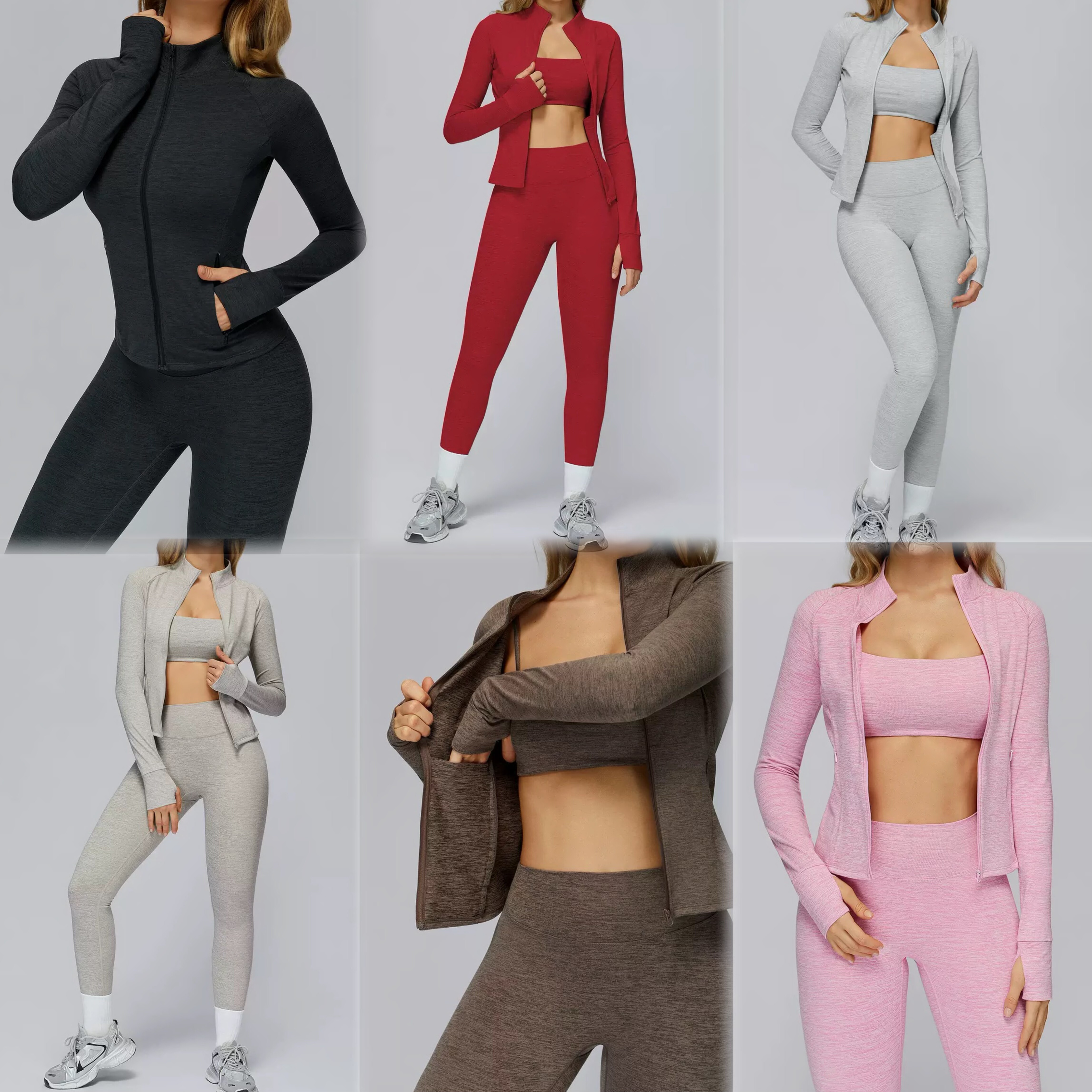 拉链立领保暖瑜伽服磨毛长袖外套