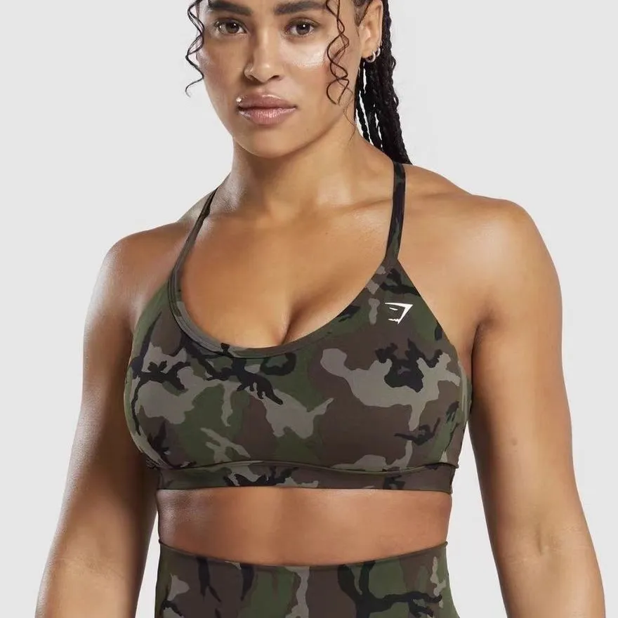 迷彩Y字美背运动短裤套装