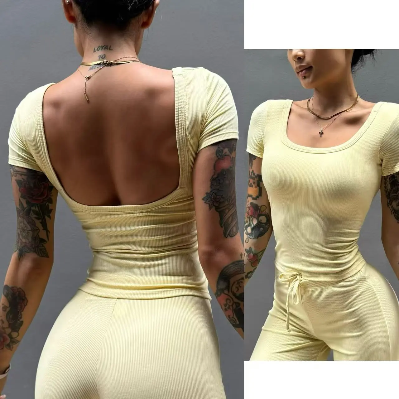 T恤带胸垫美背露背U领性感运动健身瑜伽外穿短袖女裸感弹力,运动服/休闲服装,运动POLO衫,淘宝优惠券,粉丝福利购,淘宝优惠卷
