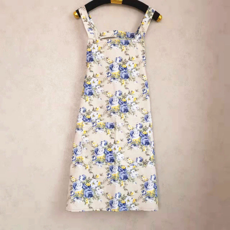 围裙家用棉印花帆布加厚双肩挂脖式厨房四季通用围兜小清新餐厅,家庭/个人清洁工具,围裙,淘宝优惠券,粉丝福利购,淘宝优惠卷