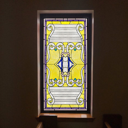 欧式复古教堂彩色玻璃贴纸静电磨砂玻璃贴膜衣柜卫生间窗户花贴纸