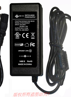全新CUI INC原装12V5.0A电源适配器型号ETSA120500UT-P6P-SZ-C1