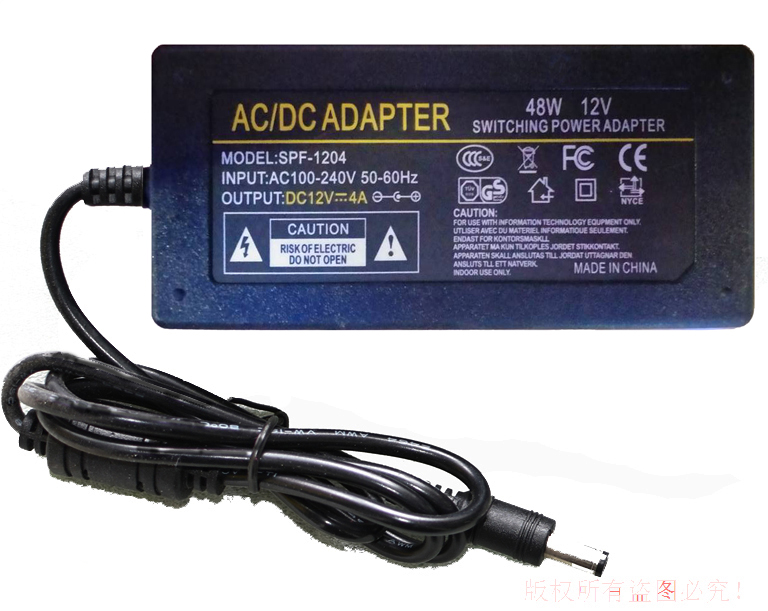 AC DC ADAPTER原装DC12V4A 48W电源适配器型号SPF-1204