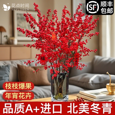 2025新年宵装饰北美冬青鲜切带果