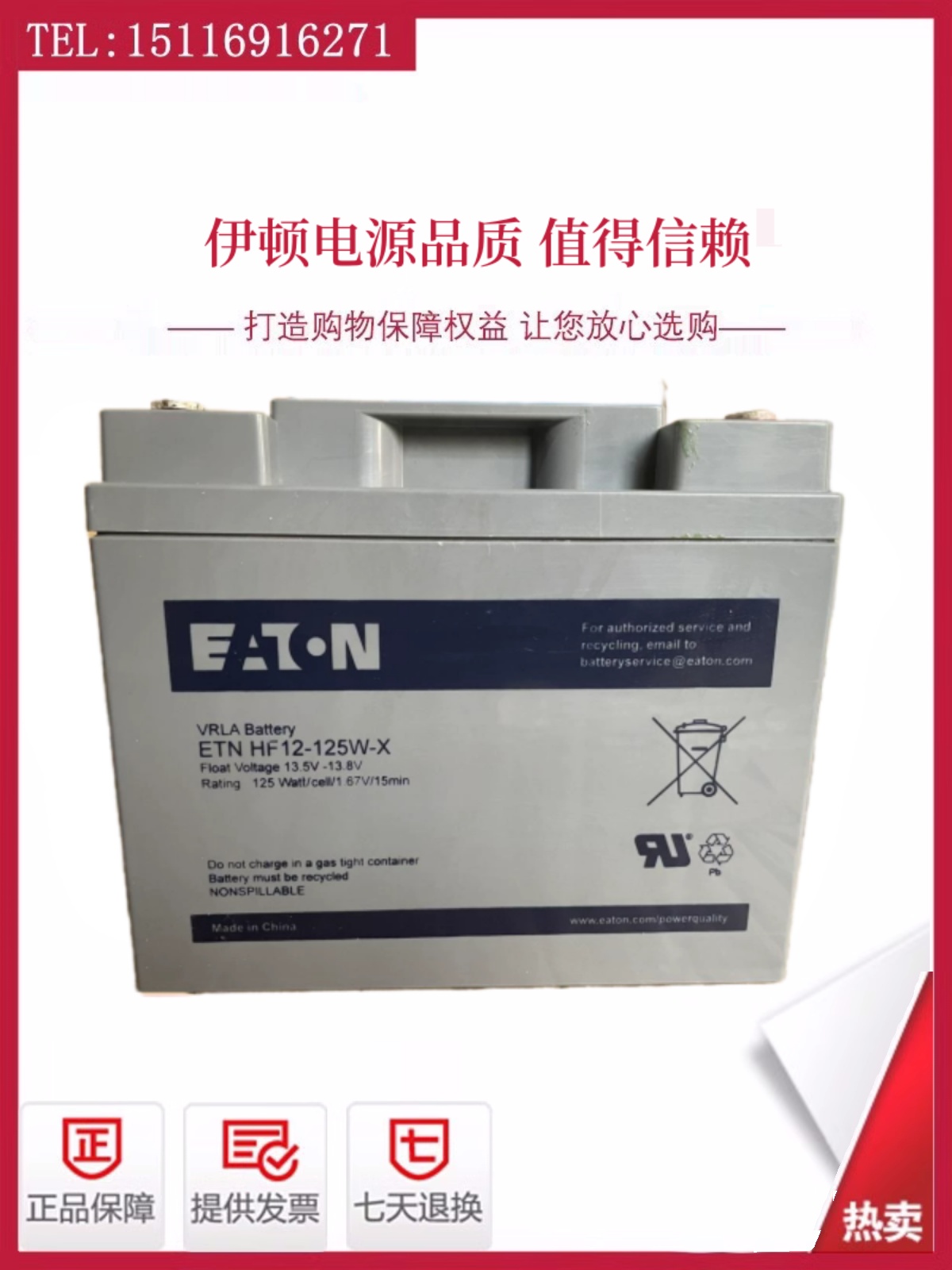 伊顿蓄电池ETNHF12-125W-X/12V40AH 直流屏应