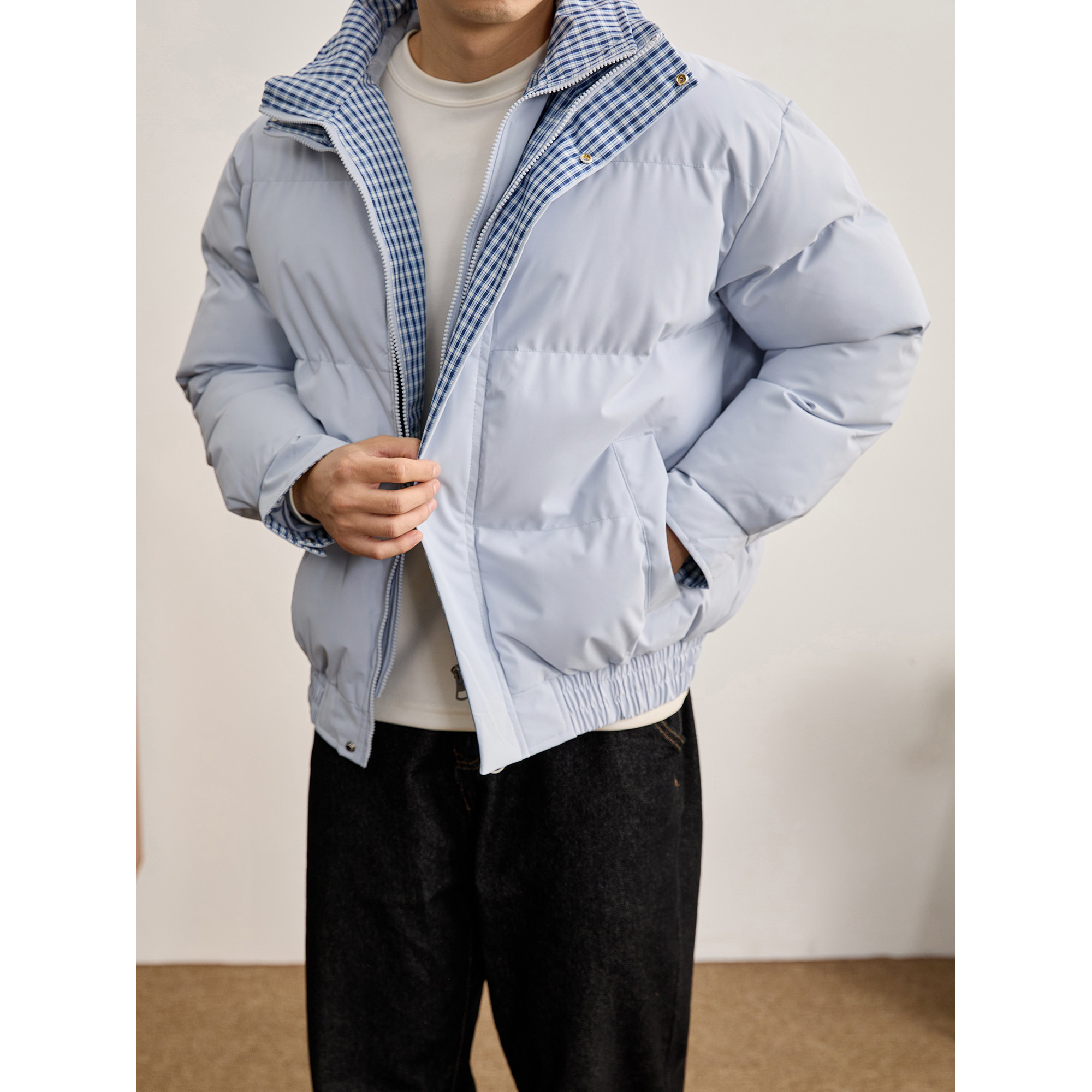 LUUD 男冬季防寒保暖格子内衬假两件棉衣外套内里夹棉双门襟棉服,男装,棉衣,淘宝优惠券,粉丝福利购,淘宝优惠卷