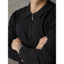 男士 感黑色针织衫 修身 气质半拉链毛线衣Polo翻领长袖 LUUD 衫 时尚