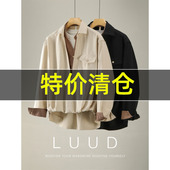 特价 威尔士亲王千鸟格拼接假两件衬衫 男100%纯棉老钱风磨毛衬衣