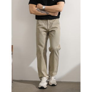 LUUD 轻奢复古风休闲裤男通勤直筒半松紧腰纯棉裤子立体剪裁长裤