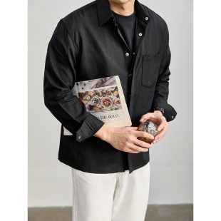 男 衬衫 LUUD 设计感口袋纯色衬衣外套亲肤天丝莱赛尔亚麻极简长袖