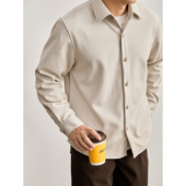 LUUD 男春保暖老钱定制树脂扣翻领衬衣 儒雅新贵磨毛毛呢翻领衬衫