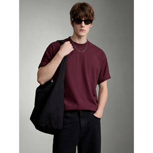 男夏季 复古潮牌水洗纯色圆领短袖 精梳棉凉感舒适T恤上衣 美式 LUUD